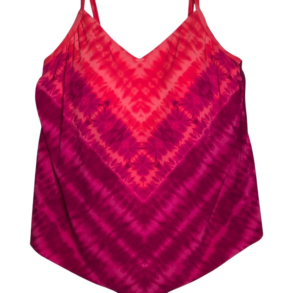 Aqua Green Plus Size 2X Pink Tie-Dye Tankini Swim Top Adjustable Straps NWOT - Picture 1 of 9
